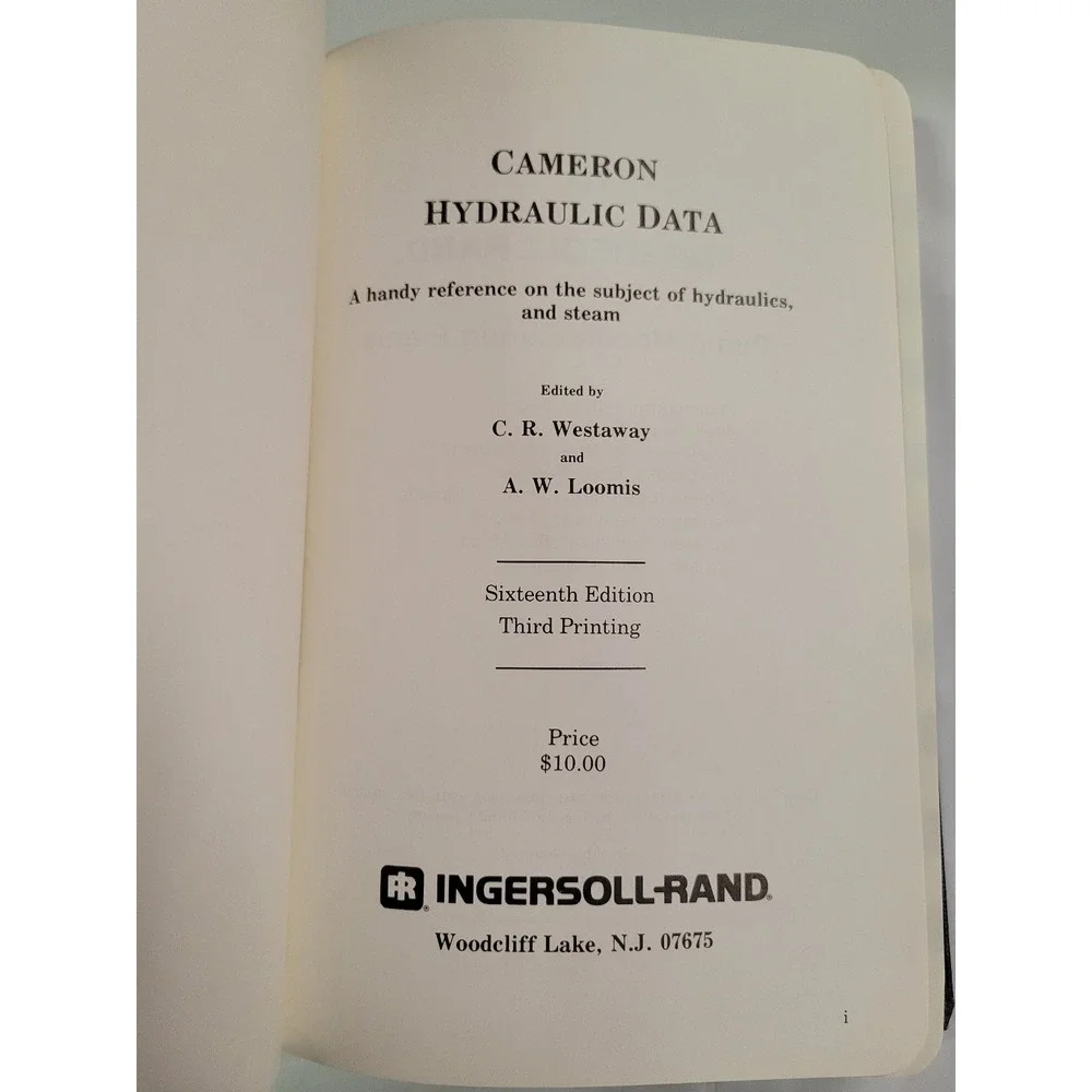 Cameron Hydraulic Data‎ Westaway Loomis 1984 16th Edition Engineering